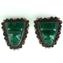Handmade Mexican Sterling Silver Chrysoprase Chalcedony Carved Face Screw Earrings