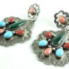 Stunning W Will Denetdale Jeweled Navajo Sterling Silver Dangle Earrings