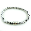 Handmade Bali Sterling Silver And Gold 5m Byzantine Bracelet Size 7.5" Long