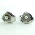 Vintage Mid Century Modern Sterling Silver Cultured Pearls Mens Swivel Cufflinks