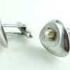 Vintage Mid Century Modern Sterling Silver Cultured Pearls Mens Swivel Cufflinks