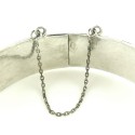 Vintage 925 Sterling Silver Guilloche Hand Enameled Bangle Bracelet 7.5"