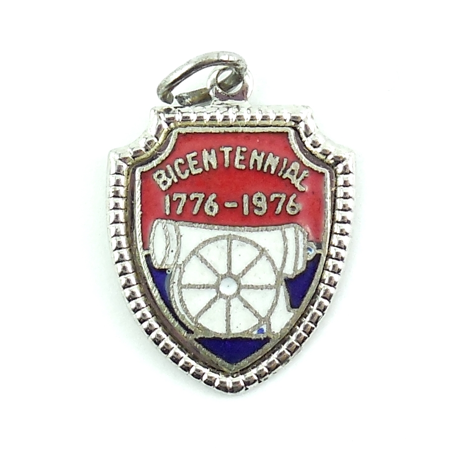 Vintage Sterling Silver Bicentennial Charm With Red White And Blue Enamel