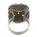 Vintage Asian Indian Hand Made Sterling Silver Smokey Quartz Ring Size 5.5