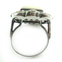 Vintage Big Hand Cut Sterling Silver 15.9g Mother Of Pearl Marcasite Ring 8.25