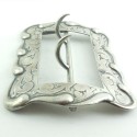 Very Large 3" Antique Victorian Art Nouveau Sterling Silver Sash Belt Buckle