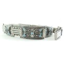 Pre 1950s Mexican Sterling Silver And Turquoise 26" Belt