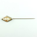 Antique 1920s Early Art Deco 14k Gold Carved Shell Cameo Stickpin Hat Pin