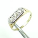 Antique Edwardian To 1930 Art Deco 3 Diamond 14k Gold Ring Band Size 7