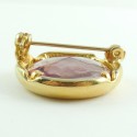 Heavy Gold Plated Vintage Amethyst Glass Carved Intaglio Lady Portrait Pin