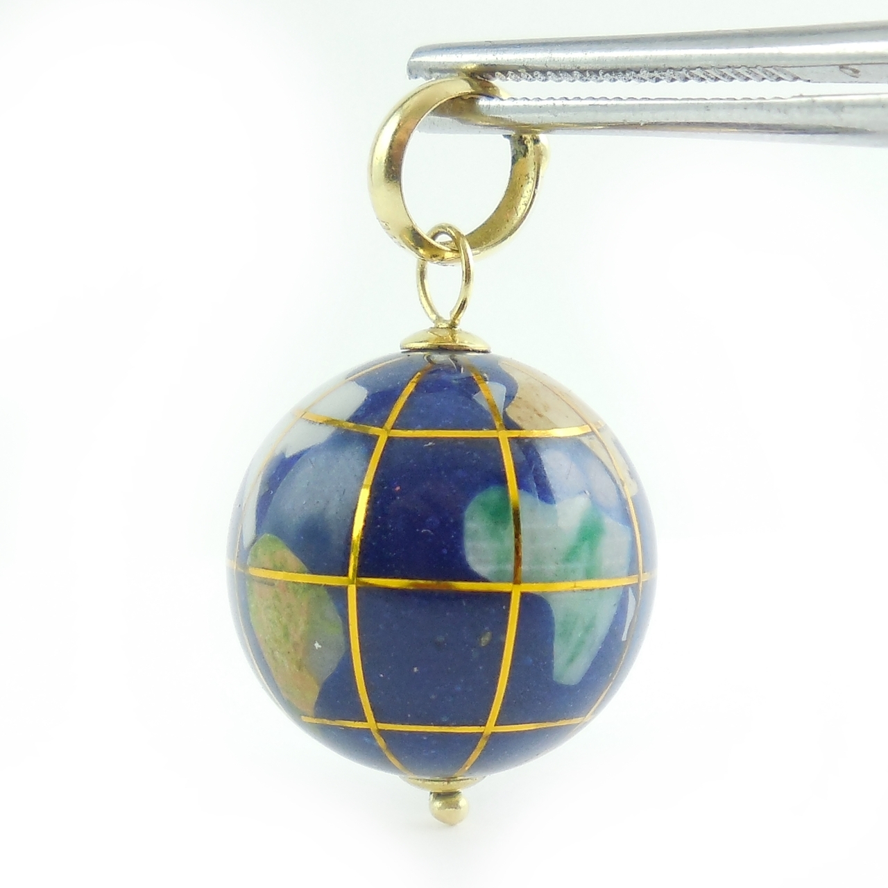 Vintage 14k Enameled Spinning Globe World Charm Pendant