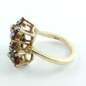 Large 6.1gr Vintage 14k Gold 2.25 Cts Bohemian Pyrope Garnets Opal Ring Size 6