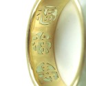 Large Chunky 14k Gold Jade Jadeite Chinese Fu Lu Shou Bangle Ring Mens Or Womens Size 10