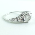 Antique Art Deco 14k White Gold Mine Cut Diamond Sapphire Fancy Filigree Ring Size 7.5