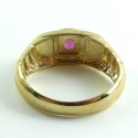 Contemporary 14k Gold And Ruby Mens Ring Size 9.5