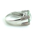 Gorgeous Contemporary 14k Gold Briolette Cut Green Amethyst And Diamond Ring Size 8