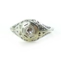 Antique Edwardian To 1920 Early Art Deco 14k White Gold Filigree Diamond Ring Size 7
