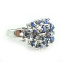 Vintage 18k White Gold Australian Sapphires And Diamond Burst Ring Size 7