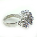 Vintage 18k White Gold Australian Sapphires And Diamond Burst Ring Size 7