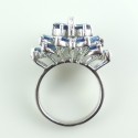 Vintage 18k White Gold Australian Sapphires And Diamond Burst Ring Size 7