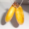 Thick Chunky Vintage Marbled Lemon Butterscotch Bakelite Wide Crescent Earrings