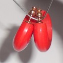 Bright Vivid Cherry Red Vintage Bakelite Pierced Open Hoop Earrings Old Store Stock