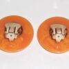 Vintage Orange And Peach Marbled Plastic Gold Plated Clip On Earrings No Wear