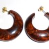 Thick Caramel Chocolate Gold Deep Marbled End Of Day Bakelite Open Hoop Earrings Pierced