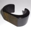 Wide Thick Heavy Chunky Vintage Open Cuff Black Plastic Bracelet Textured Top Paint Size Small