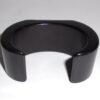 Wide Thick Heavy Chunky Vintage Open Cuff Black Plastic Bracelet Textured Top Paint Size Small