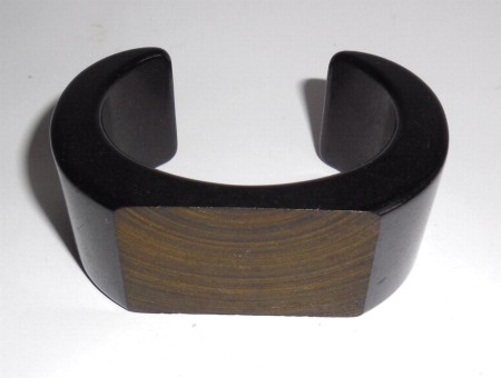 Wide Thick Chunky Vintage Open Cuff Plastic Bracelet Textured Carved Top Size Small