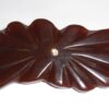 Art Deco 1930s Carved Chocolate Brown Vintage Bakelite Pin W Rhinestone