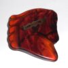 Vintage Translucent Amber Tortoise Color Bakelite Carved Horse Head Pin Brass Chain