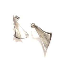 Antique Vintage 1925-1935 Trifari Alfred Phillipe KTF Sterling Silver Pierced Earrings Art Deco Modernism