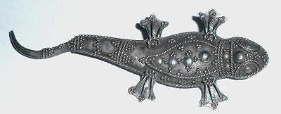 Vintage Hand Wrought Long Sterling Silver Reptile Lizard Pin