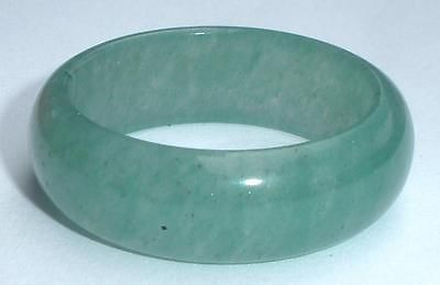 Treated Green Stone Jade Bangle Ring Band Stacker Size Large 11.25