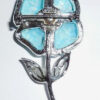 Vintage Coro Turquoise Glass Flower Pin Crisp Clean Condition