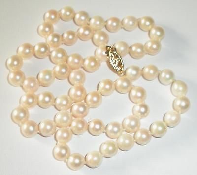 Vintage Cultured Pearls Necklace And 14k Gold Clasp 18 Inch Long