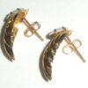 14k Gold Opal Cabochon Leaf Earrings Pierced Post