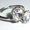 Art Deco Silver Plated 8mm Early Swarovski Crystals Ring Austria Adjustable