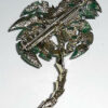 Large Vintage Gold Plated Green Metallic Enamel Palm Tree Pin Crisp Clean