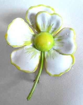 Big Vintage Original By Robert Lime Green Yellow Showy Flower Pin Excell No Wear