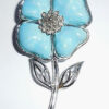 Vintage Coro Turquoise Glass Flower Pin Crisp Clean Condition