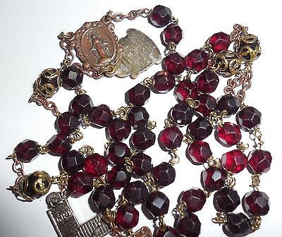 Vintage Italy Ruby Red 5 Joyful Mysteries Christian Catholic Rosary 39.5 Inches
