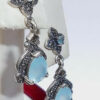 Thai 925 Sterling Silver Blue Quartz Dangle Earrings Pierced