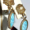 Vintage Art Deco Accessorcraft Glass Turquoise Antique Dangle Screwback Earrings
