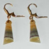 Vintage Gold Plated Banded Onyx Europen Leverback Earrings