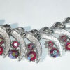 Vintage Art Silver Red Ab Rhinestone Collar Bib Necklace Adjustable Size