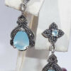 Thai 925 Sterling Silver Blue Quartz Dangle Earrings Pierced