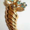 Vintage Coro Jeweled Rhinestone Pearl Cornucopia Pin